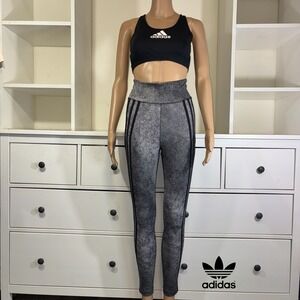 Adidas Set Womens Black Grey Speckled  Athletic Sports Bra Leggings Set Size XS